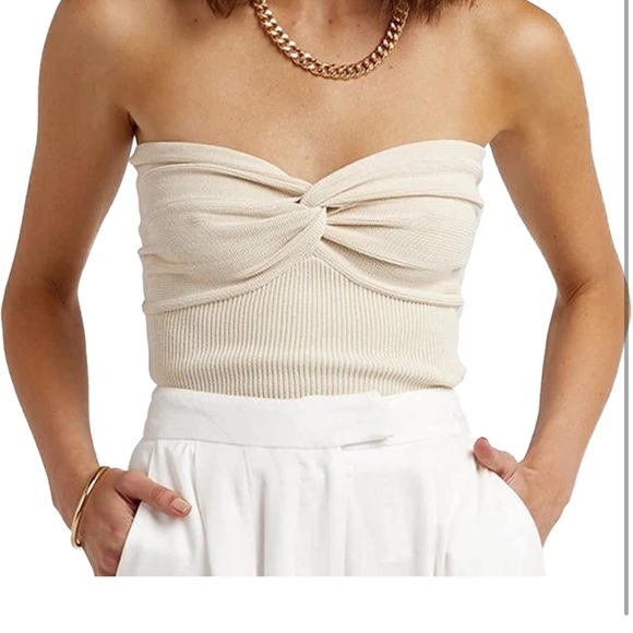 Strapless Ribbed Knit Top - Picture 3 of 4